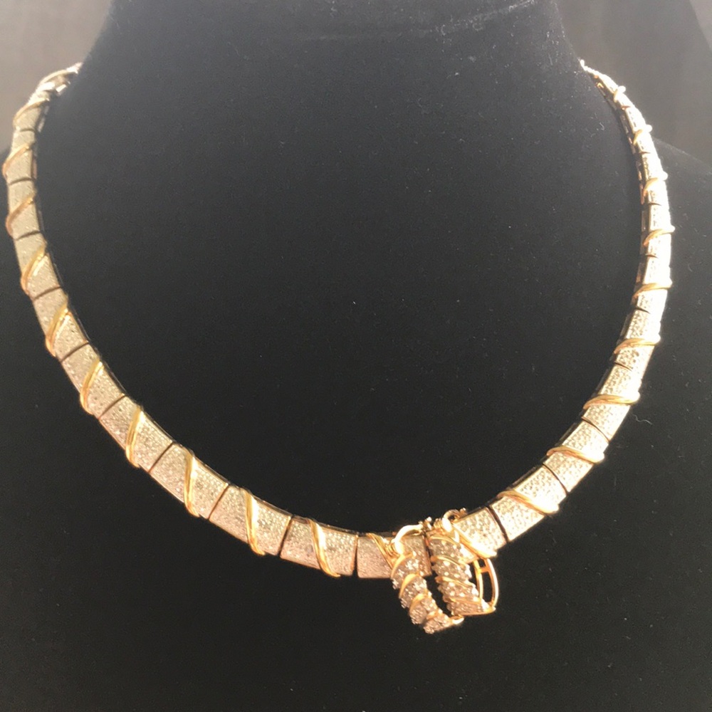 🛑 SOLD! Gold Sterling Diamond Necklace & Earrings